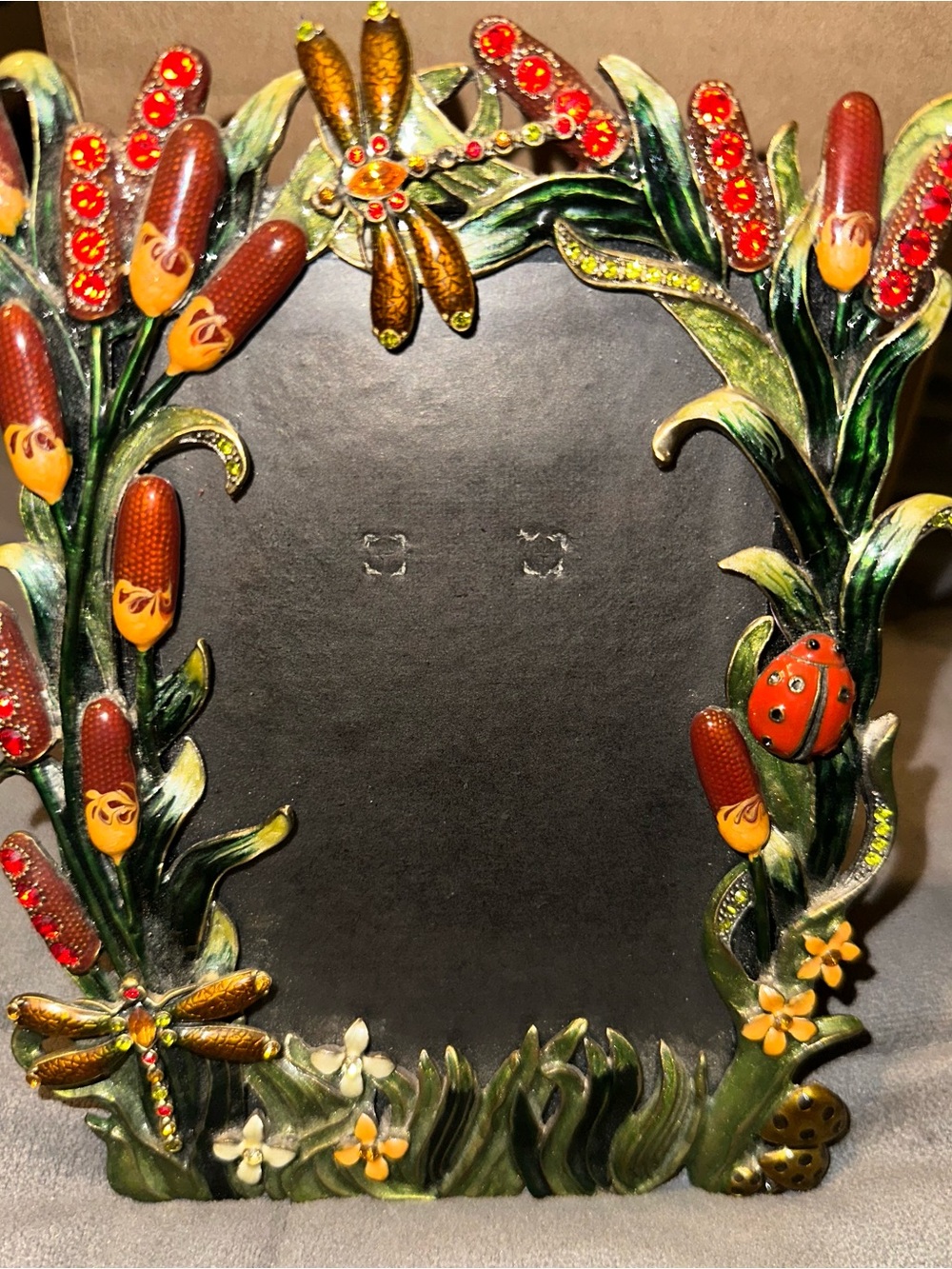 Beautiful Jeweled Enamel Metal 4x6 Frame